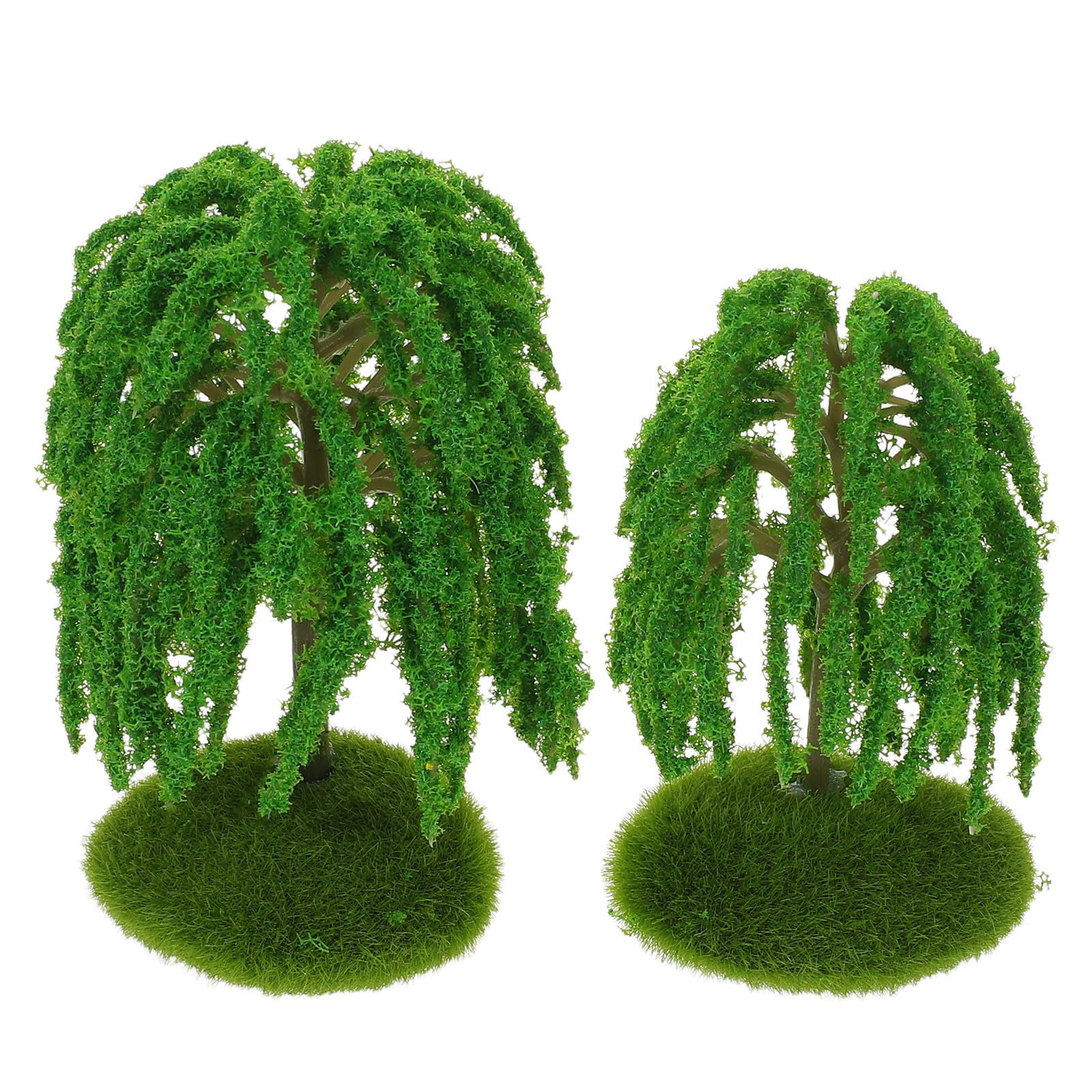 NIYANGLE 6pcs Miniature Willow Trees Plastic Model Scenery Landscape Mini Tree Figurines for Architectural Models Train Railways Diorama Micro Building Decoration