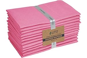 LITO LINEN AND TOWEL Cloth Dinner Napkins Cotton Washable 18x18 Inch Napkins Cloth|Absorbent Reusable Durable Table Napkins for Easter Decor,Thanksgiving,Christmas,BBQ,Lunch,Hotel (Pink, 12-Pack)