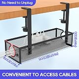 DECOHOME Under Desk Cable Management Tray No-Drill Mesh Wire Basket Organizer view 6