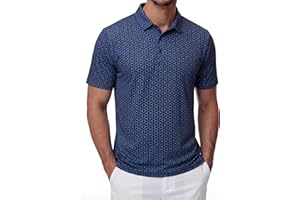 TACVASEN Golf Shirts Men Short Sleeve Polo Quick Dry Moisture Wicking Performance Casual Athletic Collared Print Shirt