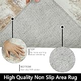Famibay 160x230cm Beige Wool Effect Rug Non Slip Low Pile Large Abstract view 5
