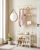 VASAGLE Coat Rack with Shoe Storage Bench 4-in-1 Oak Cream HSR40W view 2