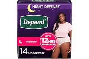 Depend Night Defense Adult Incontinence Underwear for Women, Disposable, Overnight, Large, Blush, 14 Count, Packaging May Vary