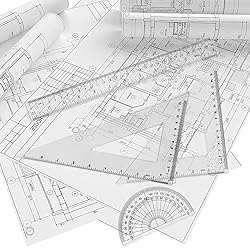 Coopay 12 Inch Math Geometry Tool Plastic Ruler Set