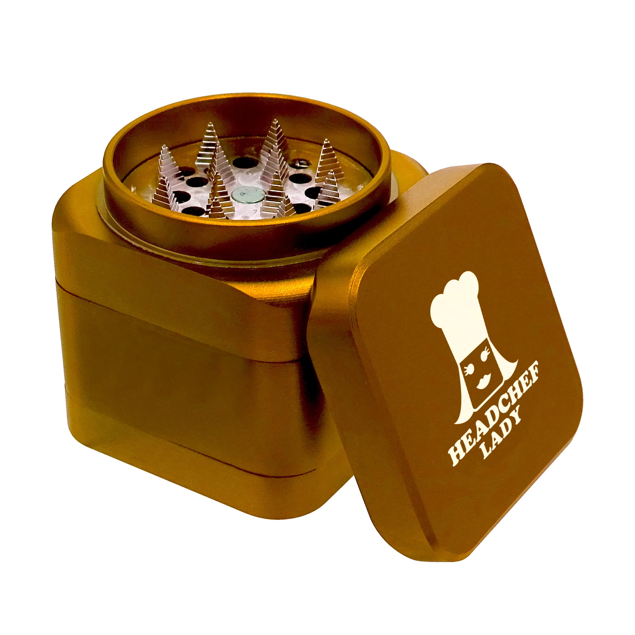 Headchef Lady Cuboid Grinder 4-Piece, Size 55 mm, Gold