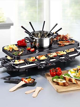 Gourmet Maxx elektr. Raclette Fondue Set Grillplatte Grill Tischgrill aus TV