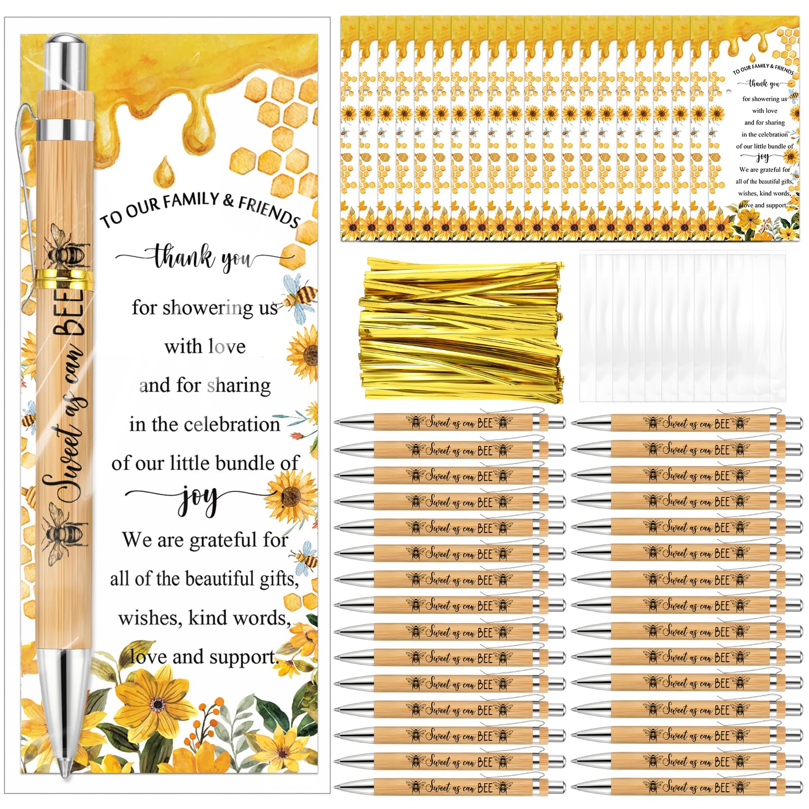 Photo 1 of Spakon 36 Sets Baby Shower Pens Favors Bamboo Pens with Thank You Bookmarks Cute Baby Shower Return Gifts for Guest Party Favors Decorations Game Prizes Gender Reveal Supplies