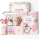 Christian Gifts for Women Faith, Religious Inspirational Catholic Encouragement Gift Sets, Unique Spiritual Christmas Birthday Gift Basket for Her Mom Grandma Sister Aunt Teacher Friend Wife w/Blanket