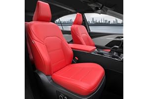 FEINEPRO for Toyota Camry Seat Covers LE SE 2025 2026 - Custom Fit Car Seat Covers Full Set, Leather Seat Covers for Cars, Waterproof Car Seat Cover, Red