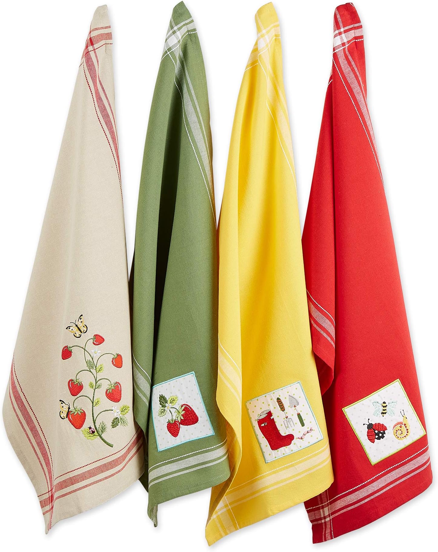 DII Decorative Cotton Kitchen Dish Towel Set, 18x28, Strawberry Patch, 4 Piece