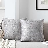WACOMECO Velvet Throw Pillow Covers - Pack of 2 Soft Decorative Tie-dye Cushion Covers Cases for Sofa Bedroom Livingroom Car, 18 x 18 in, Grey