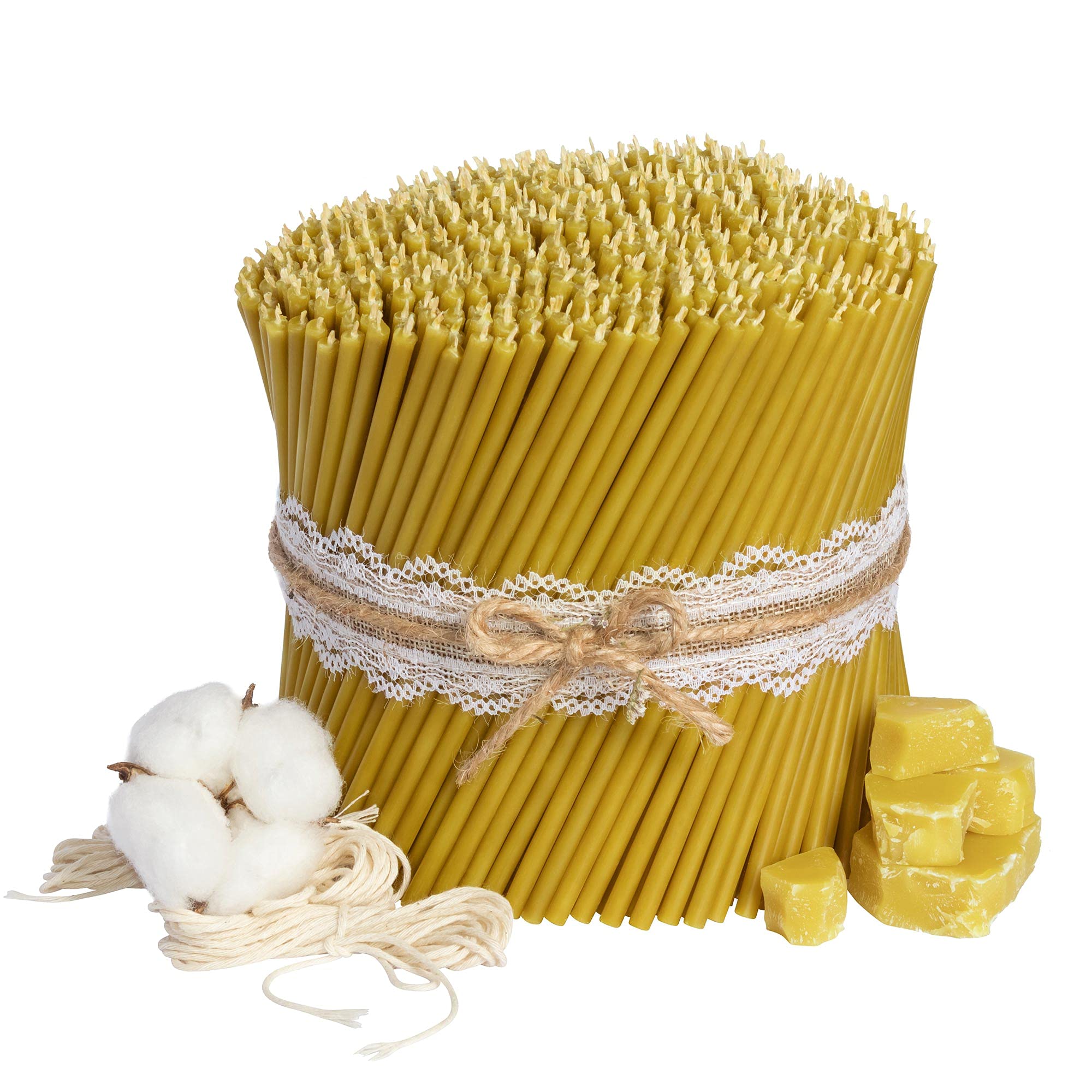 Ritual Candles Beeswax Candles Amber 700 Pieces Length 16 cm Diameter 5.0 mm Burn Time 30 Min; Natural, Drip Smokeless Thin Church Quality Made from Beeswax No. 140