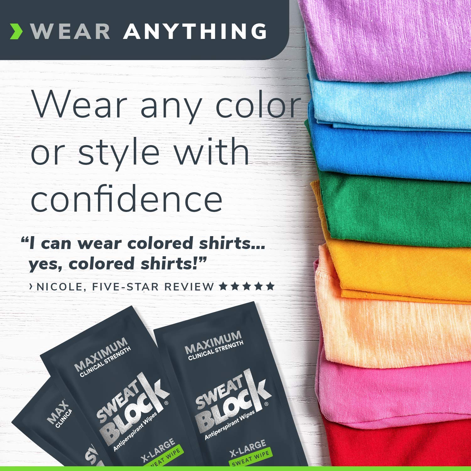 SweatBlock Maximum Strength Antiperspirant Sweat Wipes - For Excessive Sweat Protection - Extra Large - Up to 7 day protection per use - 10 Count - Unisex: Beauty
