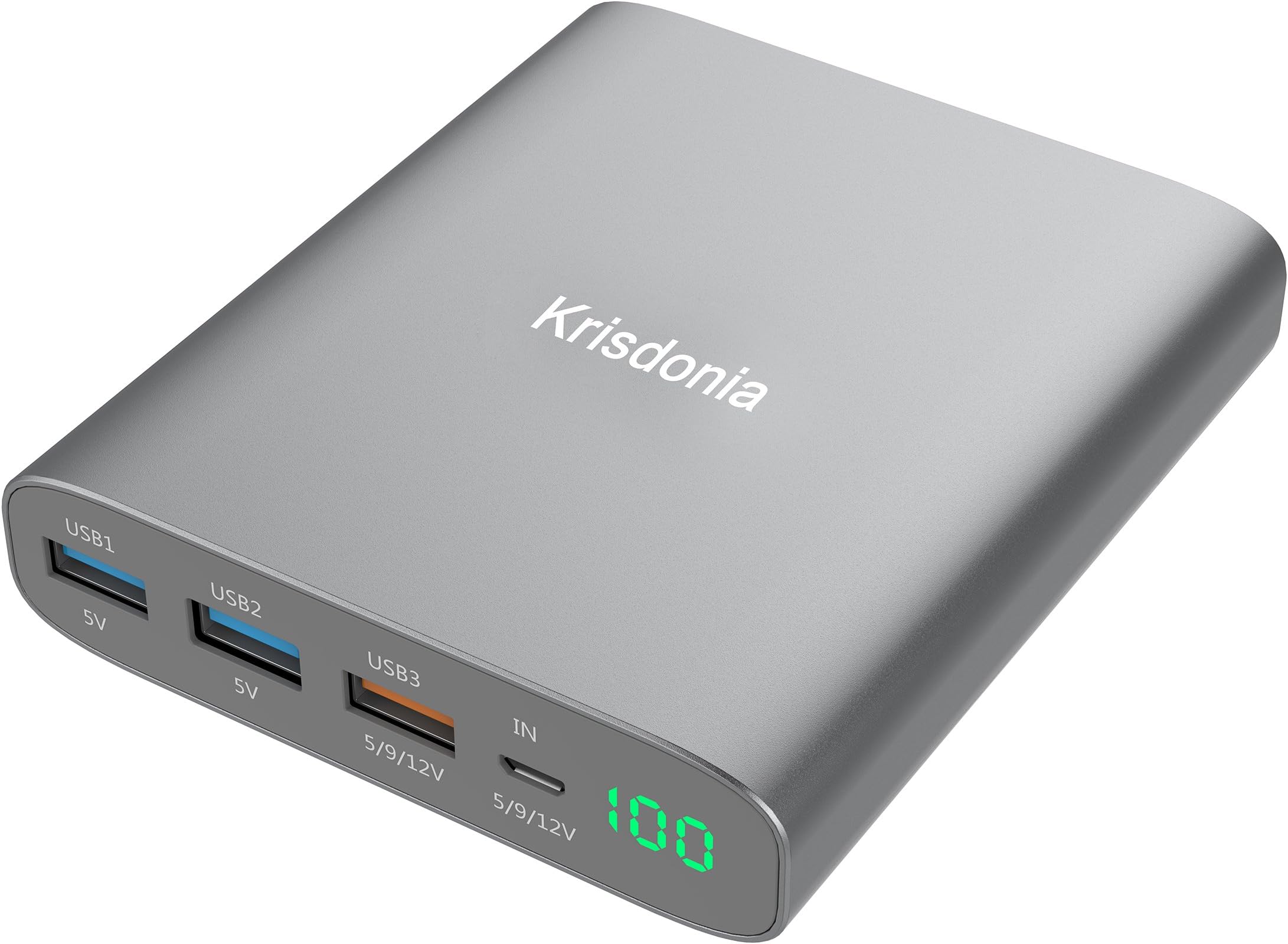 Krisdonia 12000mAh Portable Charger Quick Charge Power Bank for cell phone iphone and ipad