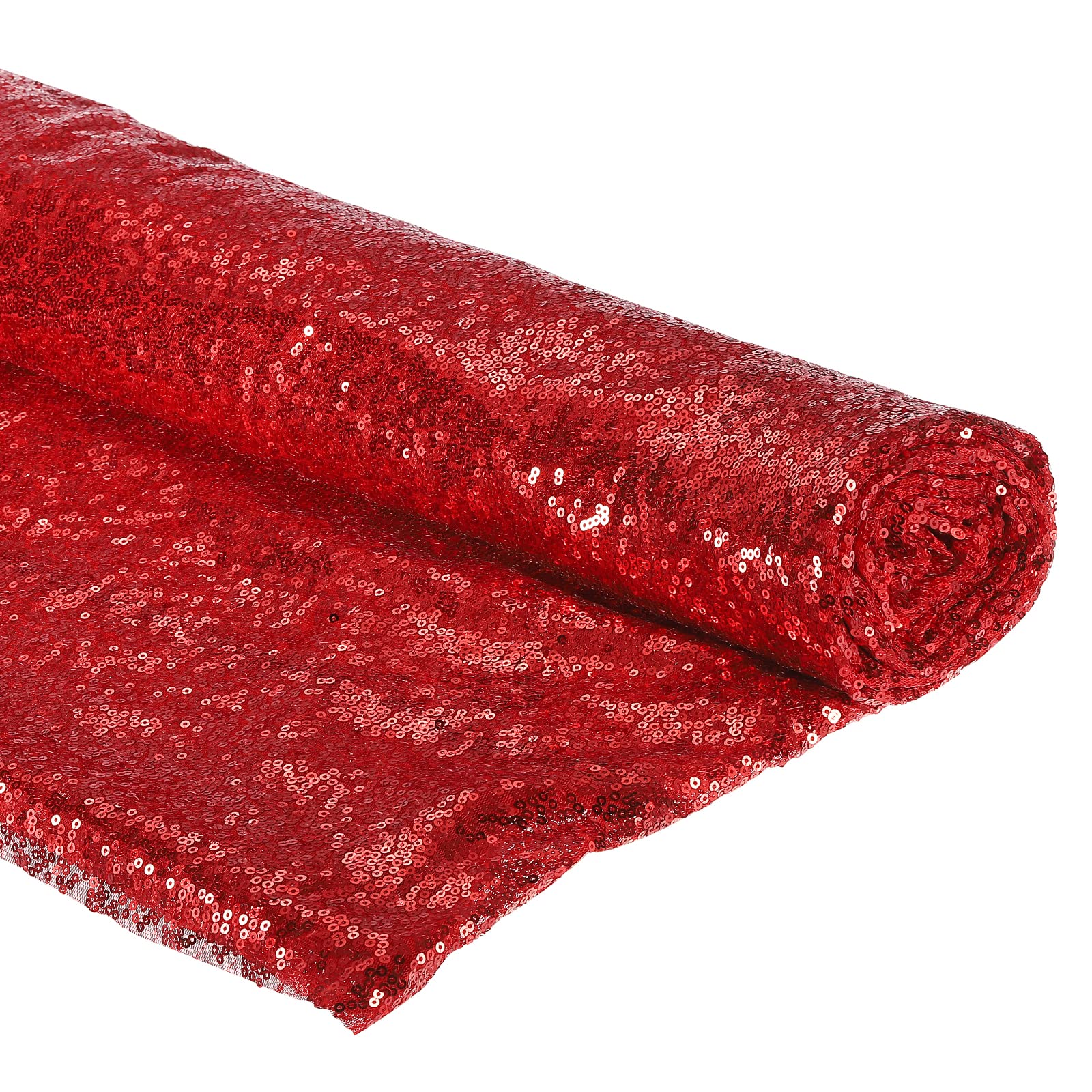 PATIKIL Sequin Fabric Red, 4 Yards Length 4.9 Feet Wide, Mesh Fabric Full Glitter Sequins Fabric Sewing