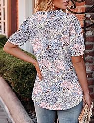 KISSMODA Women's Tunic Tops Casual V Neck Short