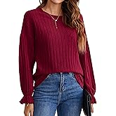 Blooming Jelly Women Long Sleeve Sweaters Lightweight Blouse Crew Neck Pullover Shirt Fall Knit Tops Clothes 2023