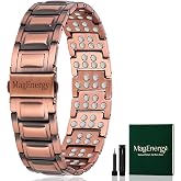 MagEnergy Copper Bracelet for Men-6X Strength Magnetic Copper Bracelet | 99.99% Pure Copper, Ultra Magnetic Therapy Bracelet, Copper Jewelry Gift, Adjustable Sizing Tool,Classic Style, Father, Dad