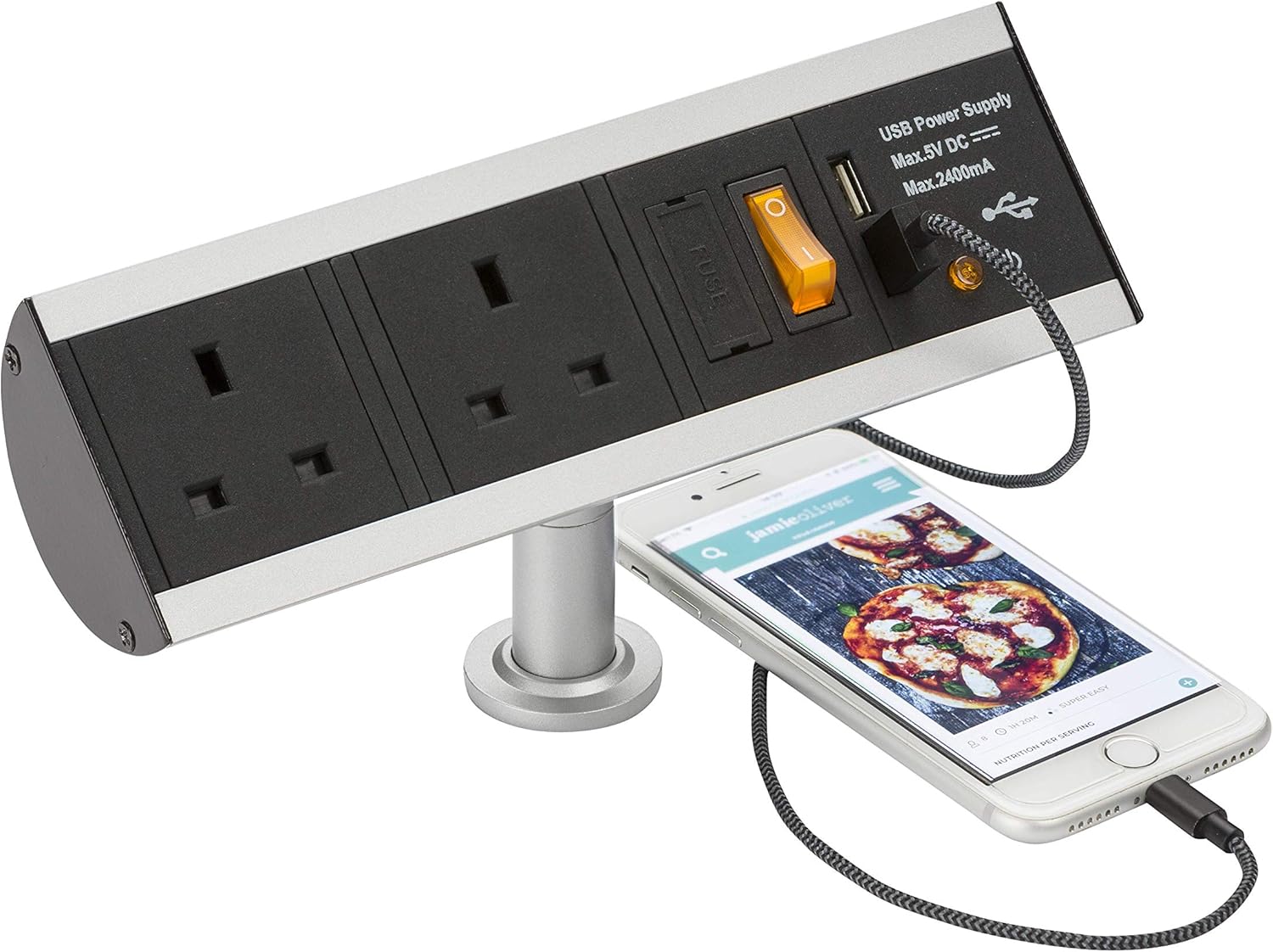 Knightsbridge SK0011 2G Desktop Power Station with 2.4A Dual USB Charger, 13A, Black, Twin Socket with USB - Image 3