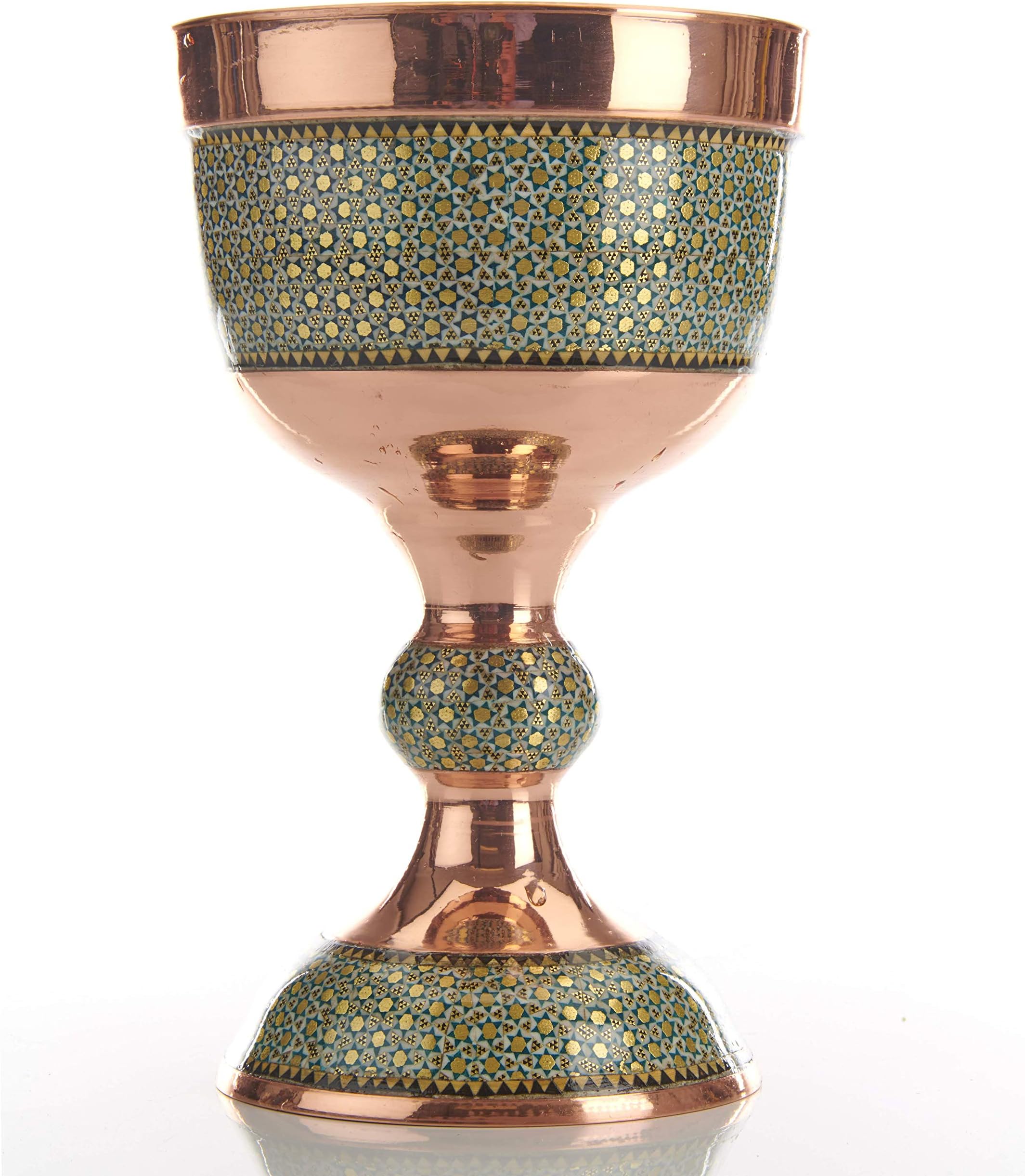 LPUK KHATAM Grail Cup Series 2 Persian Exquisite Copper KHATAM Chalice Goblet Height : 20 cm Weight : 712 GR DIAMETERS :15 cm & 12 cm