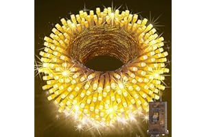 KNONEW 403ft 1000 LED Christmas String Lights Outdoor 8 Modes & Timer Fairy Light Plug in Waterproof LED Wedding Lights for Xmas Yard Tree Party Holiday Decor (Warm White)