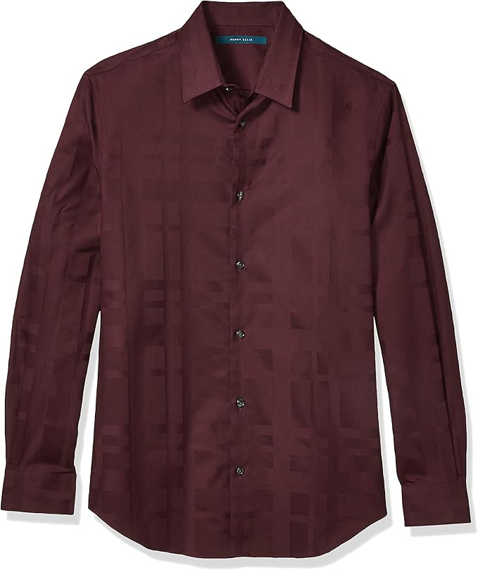 Perry Ellis 派瑞艾磊仕 缎纹 男式长袖衬衫 S码2折$15.75 海淘转运到手约￥126