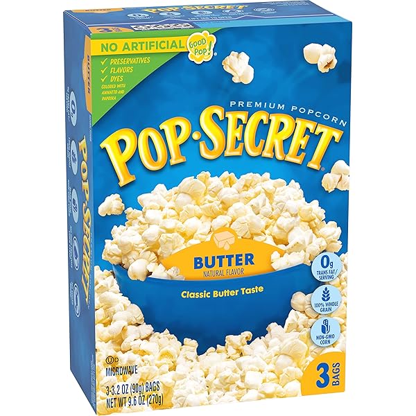 POP SECRET MICROWAVE POPCORN, BUTTER, 3.2 OZ, 3 CT