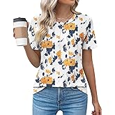 Kistore Womens Casual Crew Neck Short Sleeve Pleated Tops Blouses Fashion Clothes 2026