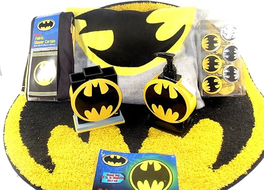 Amazon Com Batman Bathroom Set Shower Curtain Hooks Bath Rug