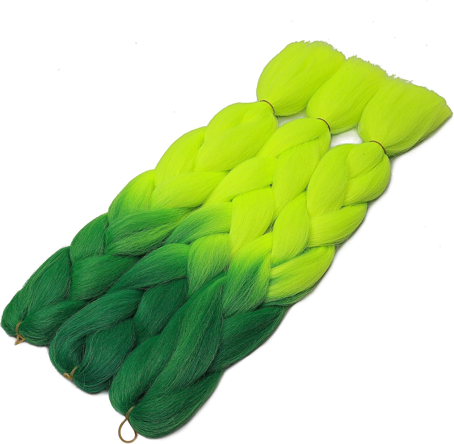 Ombre Jumbo Braiding Hair 24 Inch 5Pcs Synthetic Colorful Box Jumbo Braids for Crochet Twist Hair Extension Dark Green to Chartreuse - Image 5