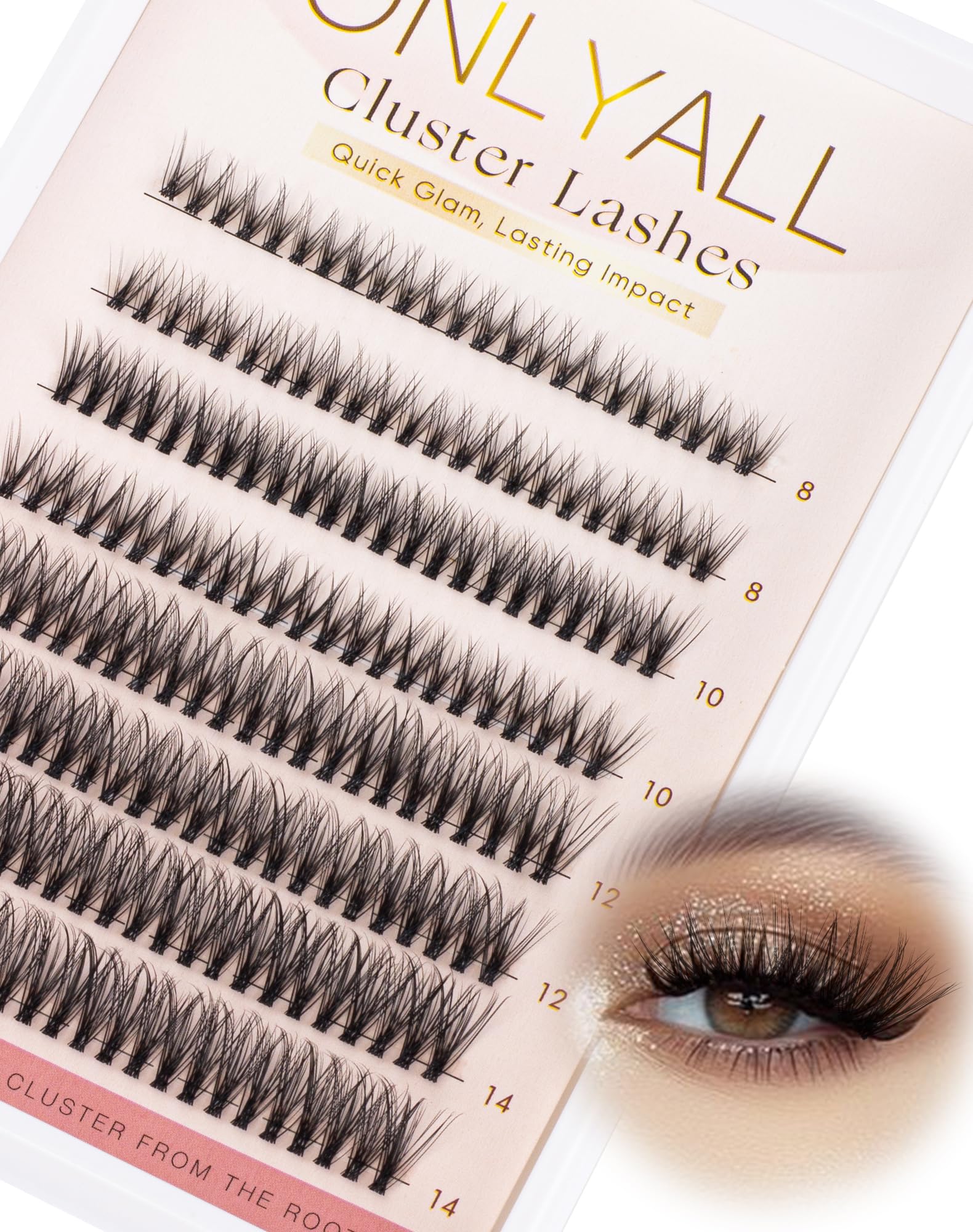 Onlyall Cluster Lashes Individual Eyelash Extensions Wispy Clusters Fluffy Natural Long Eyelashes Fake DIY Eye Lash 184 Pcs (8-14mm Mixed) G02 — image 1