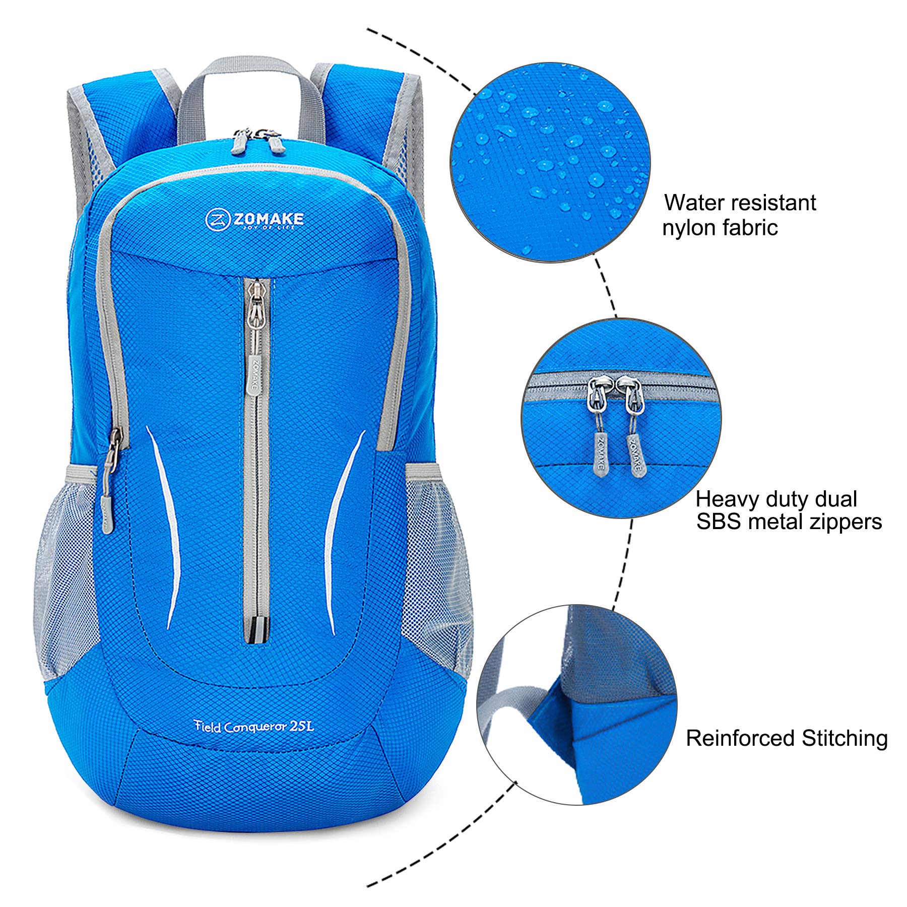 ZOMAKE Ultra Lightweight Packable Backpack 25L, Foldable Hiking Backpacks Water Resistant Small Folding Daypack for Travel(Dark Blue-NEW)