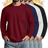 August Alley 4 Pack Men's Big and Tall Thermal Shirts Fleece Lined Long Sleeve Underwear Top Crew Neck Undershirts Base Layer