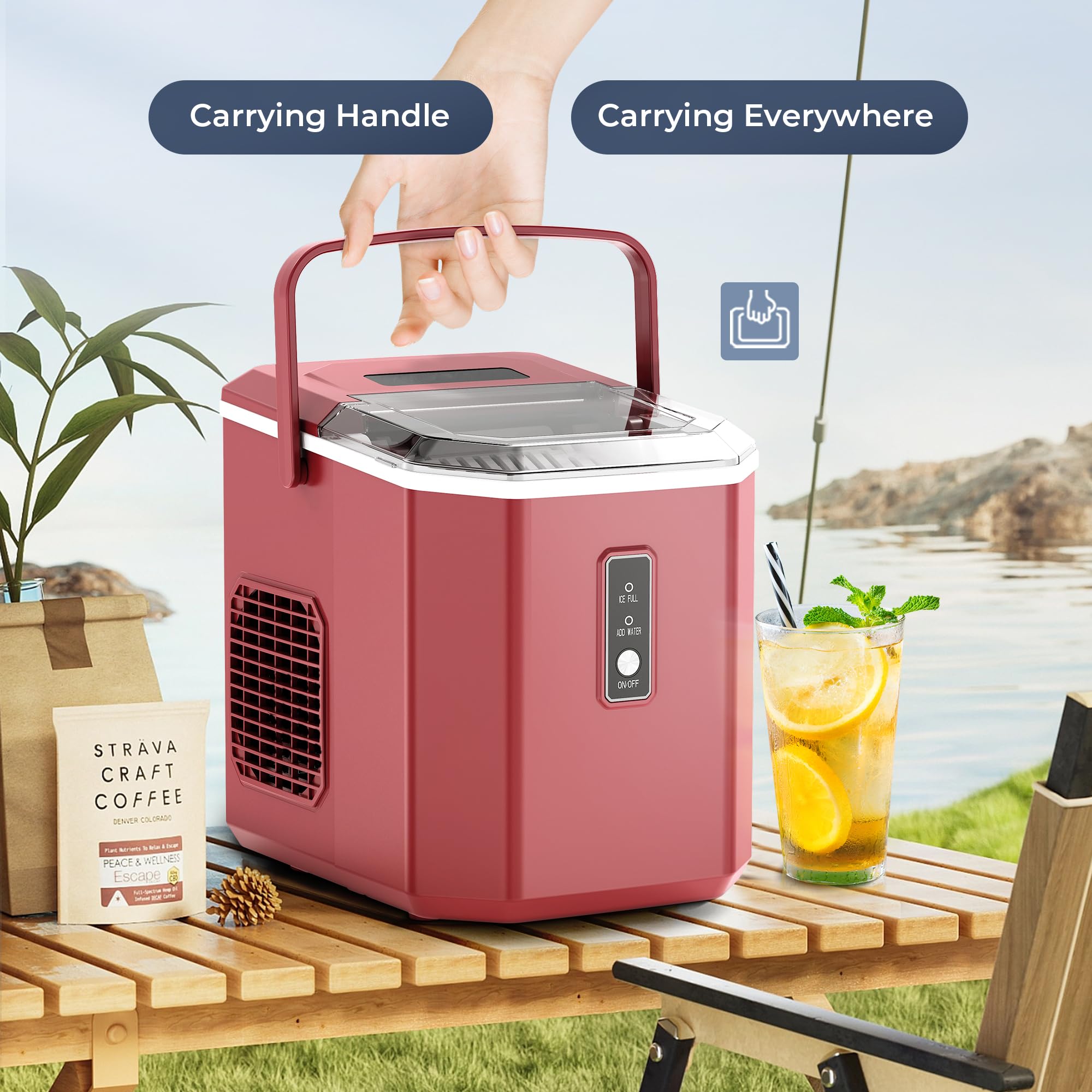 Euhomy Portable Countertop Ice Maker - 9 Cubes in 6