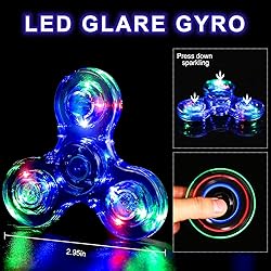 SCIONE 5 Pack LED Light Up Fidget Spinners,Glow in