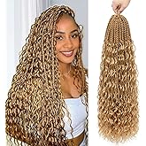 Goddess Box Braids Crochet Hair for Women 18 Inch Pre-looped Boho Crochet Box Braids with Curly Ends 7 Packs Bohemian Synthet