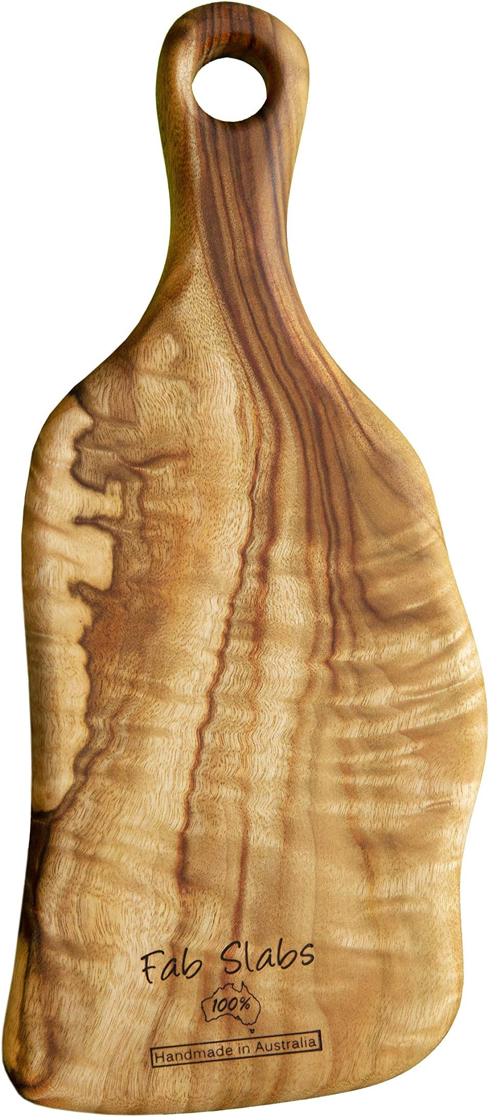 Fab Slabs Natural Wood Small Cutting Board with Handle for Kitchen, Heavy Duty Camphor Laurel Wooden Chopping Board, 14.37" x 5.91"