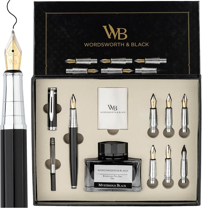 Wordsworth & Black Calligraphy Pen Gift Set with Ink Converter Nibs