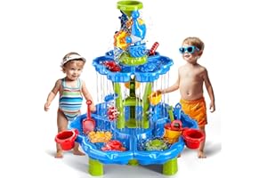 EPPO Water Table for Toddlers 1-3 3-5,2-Tier Toddler Water Table,Toddler Outdoor Toys Sand Activity Tables Summer Outdoor Toys for Toddlers 1-3 3-5 Backyade Garden
