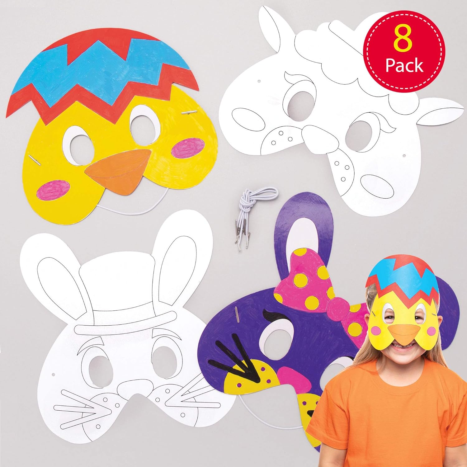 Baker Ross Easter Colour-in Masks — Ideal for Kids' Arts and Crafts