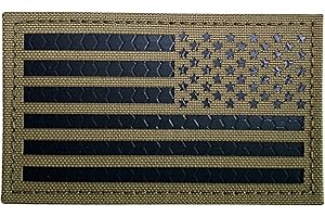 MOONIKONI 2x3.5" Infrared IR US USA American Flag Patch Tactical Vest Patch Hook-Fastener Backing (Coyote Brown Tan-Reversed)