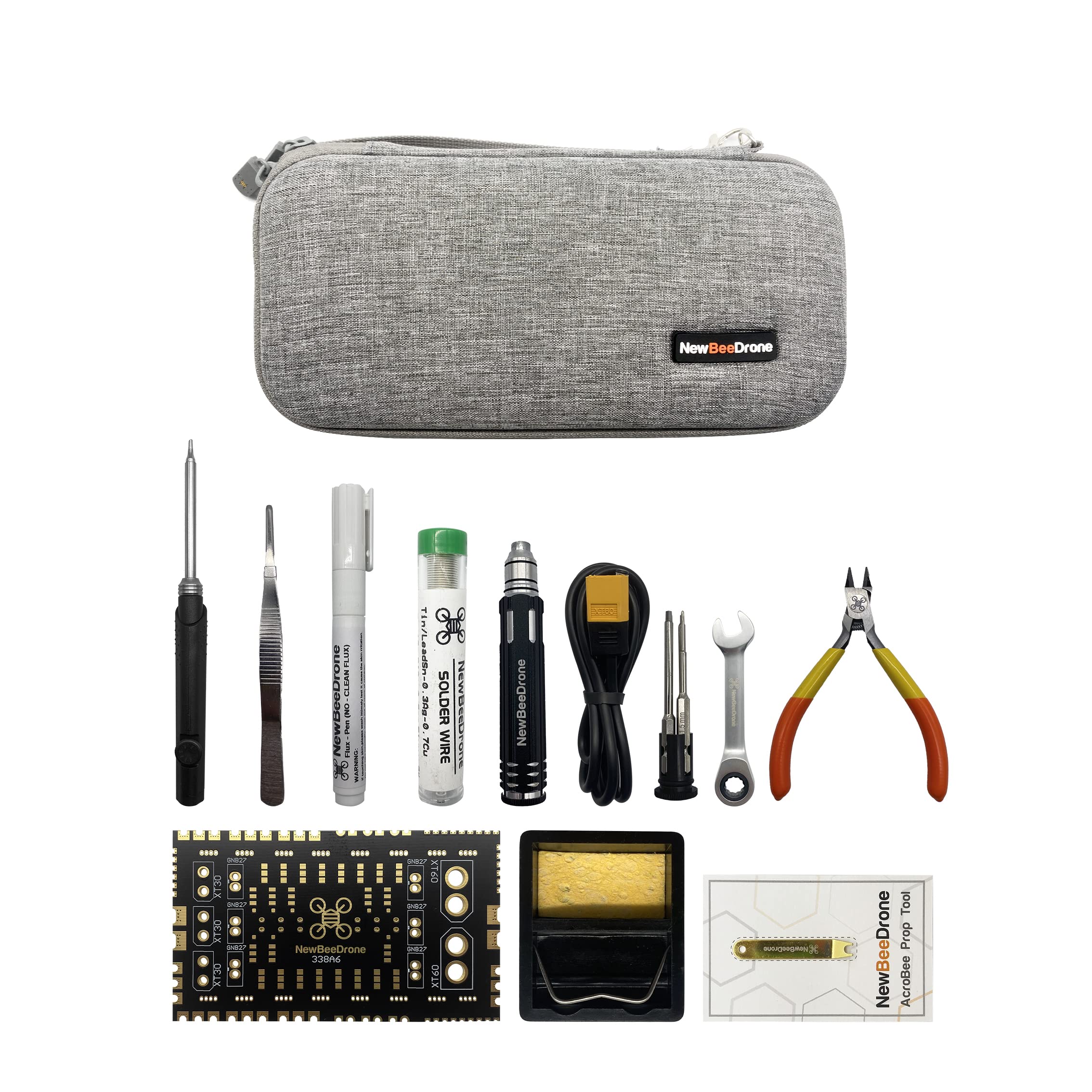 Photo 1 of Newbeedrone Portable Drone Tool Kit Set: Come With Soldering Iron Storage Bag Prop Tool Screwdriver AIO Hex Driver Tweezers Cutter Solder Practice Board For FPV Drone FPV Starters RC Car Airplane