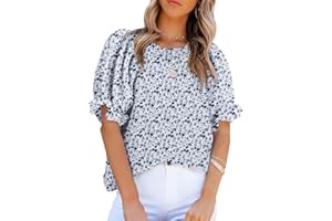 CHICZONE Womens Short Sleeve Shirt Boho Summer Fashion Blouses Flowy Loose Babydoll Tops