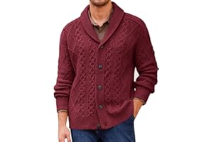 Runcati Mens Shawl Collar Cardigan Sweater Cable Knitted Button Down Sweaters Chunky Fall Winter Outwear