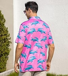 uideazone Funny Golf Shirts for Mens Hawaiian Pink