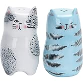 Bico Cartoon Cat Salt &amp; Pepper Shaker Set, Handpainted Stoneware, Dishwasher Safe