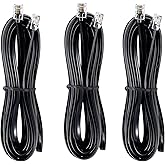 JMZLY RJ12 Cable Phone Cord RJ12 6P6C Male to Male Straight Wired for Both Data and Voice Use Black - 15 Feet3 Pack