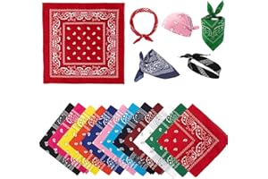 Gelapa 12-Pack Bandana, Paisley Bandanas for Women Men, Colourful Nylon Headband, Stylish Hair Head Scarf Neckerchief, Square