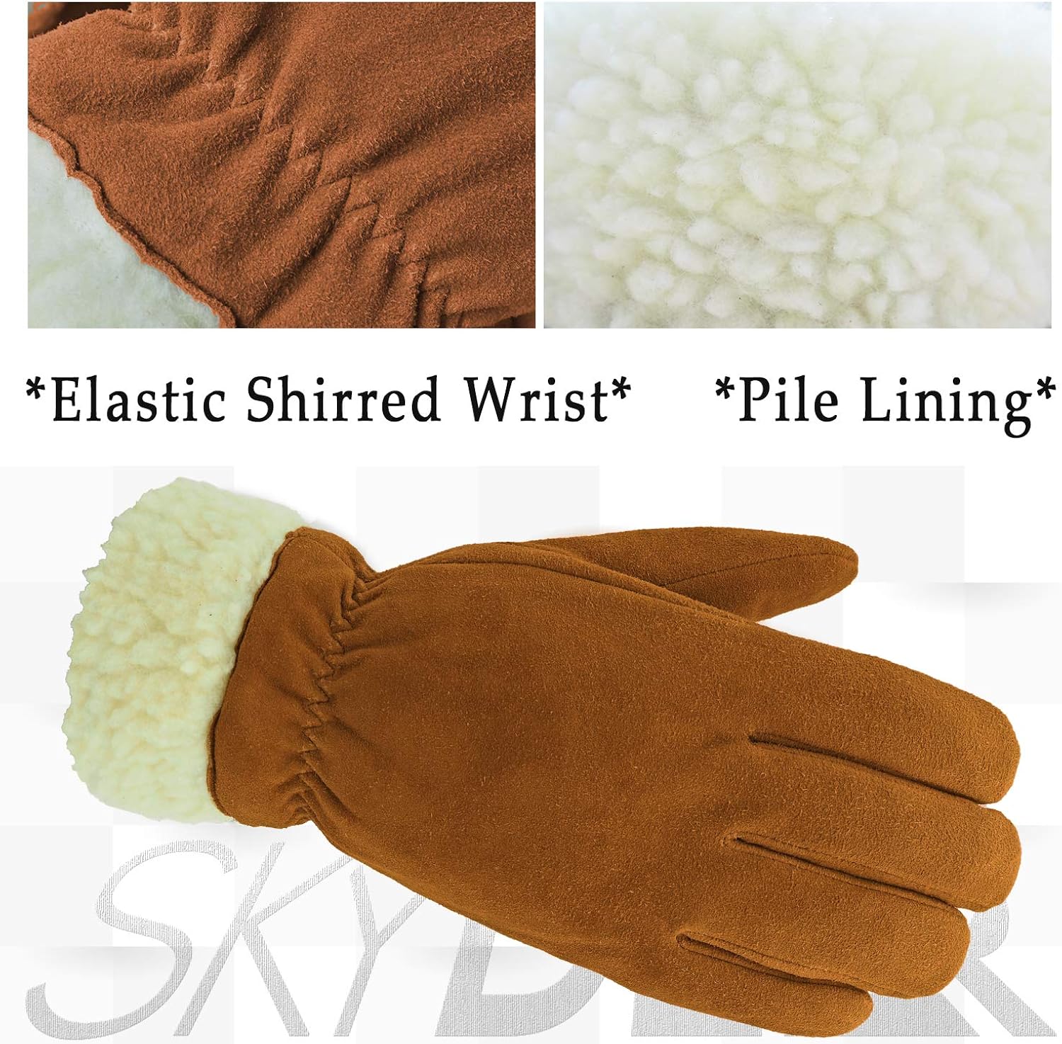 SKYDEER 3M Thinsulate Thermal Winter Work Gloves with Windproof Premium Genuine Deerskin Suede Leather (SD8671T) at  Men’s Clothing store