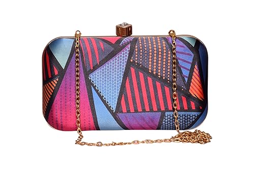 sugarcrush Womens Satin Hand Box Clutch with Detachable Sling (Multicolour)